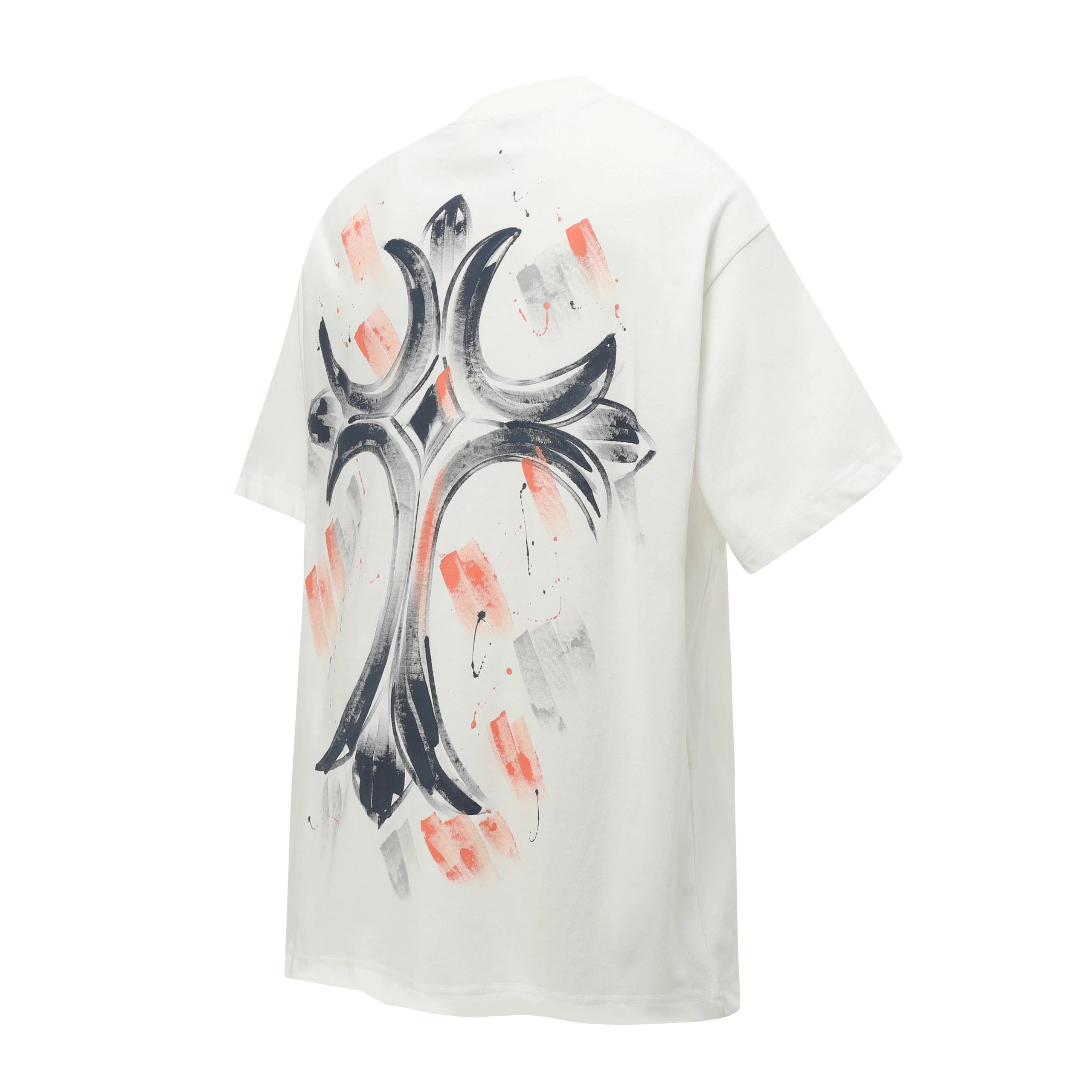 Chrome Hearts T-shirt Backside Hand-Painted Print logo round Neck Short Sleeve25ss New Pure Cotton Unisex Style T T-shirt OS Loose Fit Base Shirt Top Half Sleeve T-Shirt