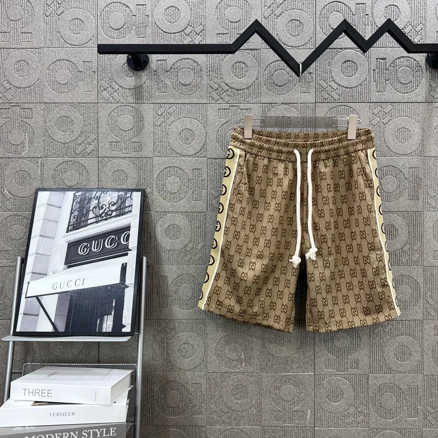 Gucci Shorts Full Print Double G Presbyopic Glasses with Double G Letter Ribbon logo Five-point Shorts25ss New Drawstring Casual Summer Pants5Two-in-One Casual Sweatpants for Men and Women, Pure Cotton Joggers