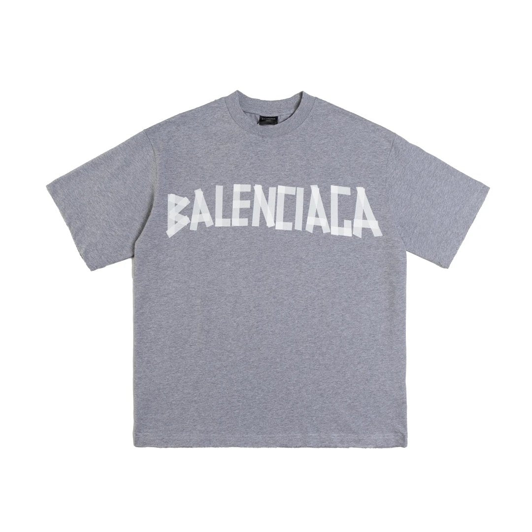 Balenciaga T-shirt Adhesive Tape logo Letter Embroidery Crew Neck Short Sleeve Pure Cotton T T-shirt ins Unisex Simple Summer New Casual Base Shirt T-Shirt