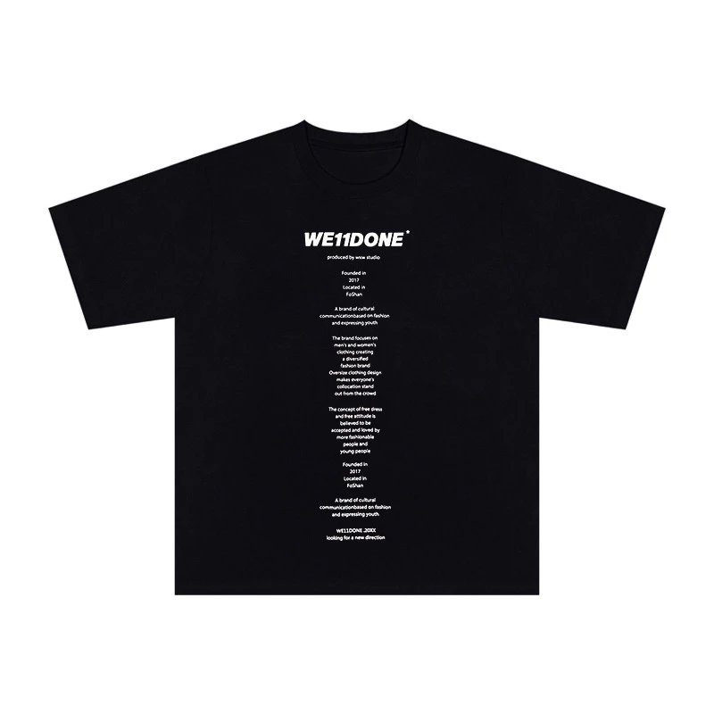 We11done T-shirt Top Version Summer Special-Interest Fashion Brand ins Wear American Style Loose Half Sleeve Couple Short Sleeve Men and Women T T-shirt