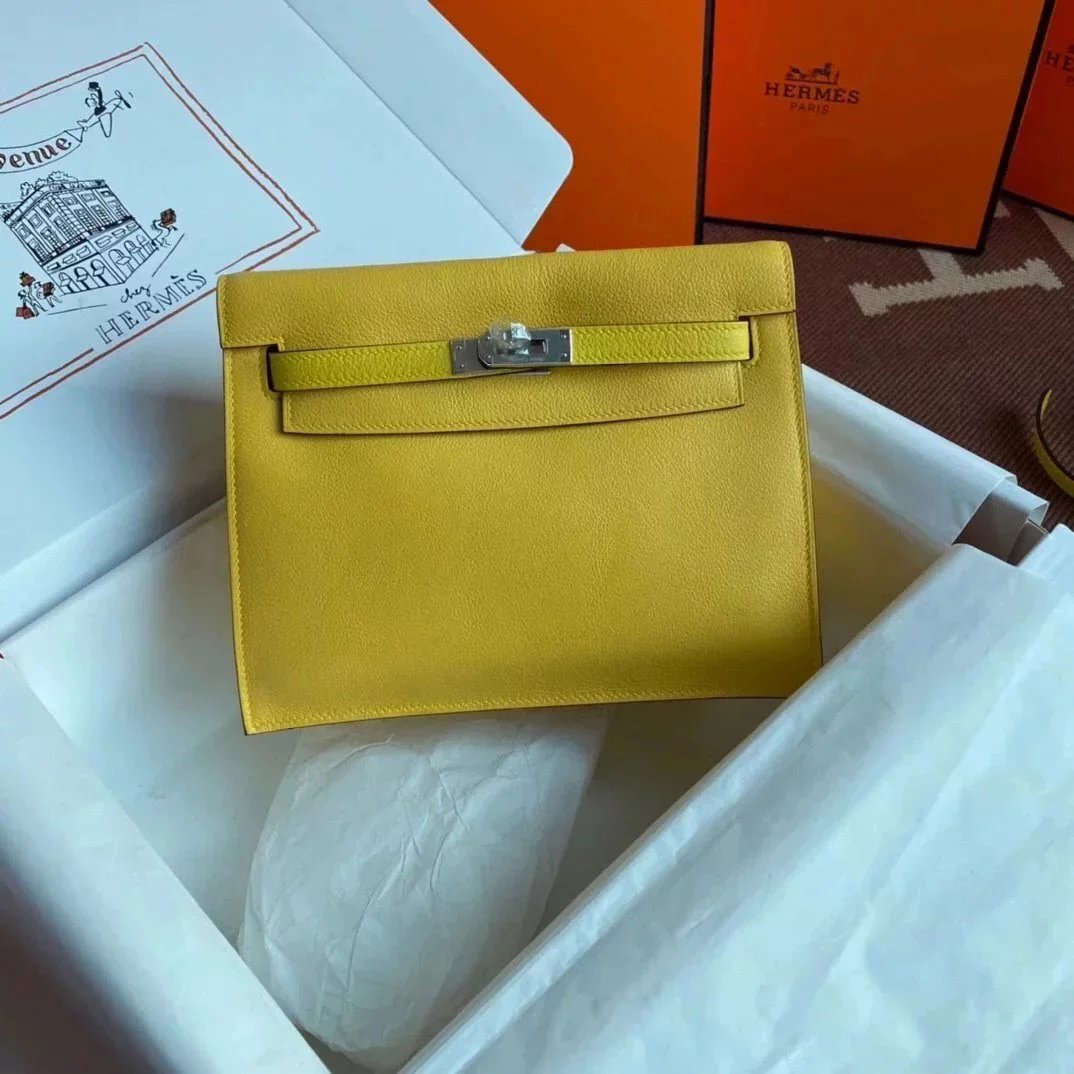 Hermes women's bag Top version 【H Handmade】Women's Bag KellyDanSe22cmevercolor Leather Imported Beeswax Thread Clutch Backpack Waist Bag Shoulder Messenger Bag Gold and Silver Buckle