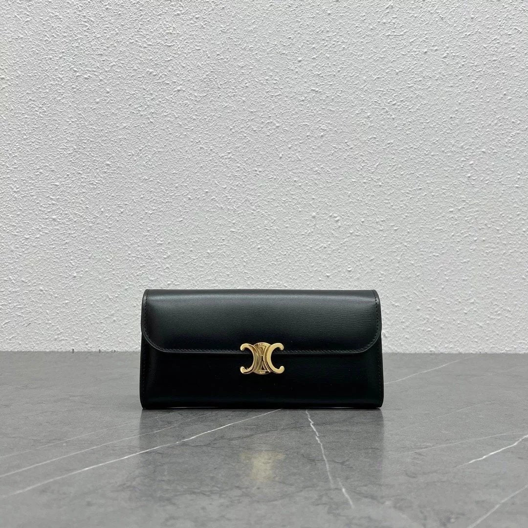 Celine Wallet Top version 【Super Original Leather】Counter Synchronous Arc De Triomphe Wallet Long Wallet Women's Handbag Clutch Purse Cowhide Leather Wallet