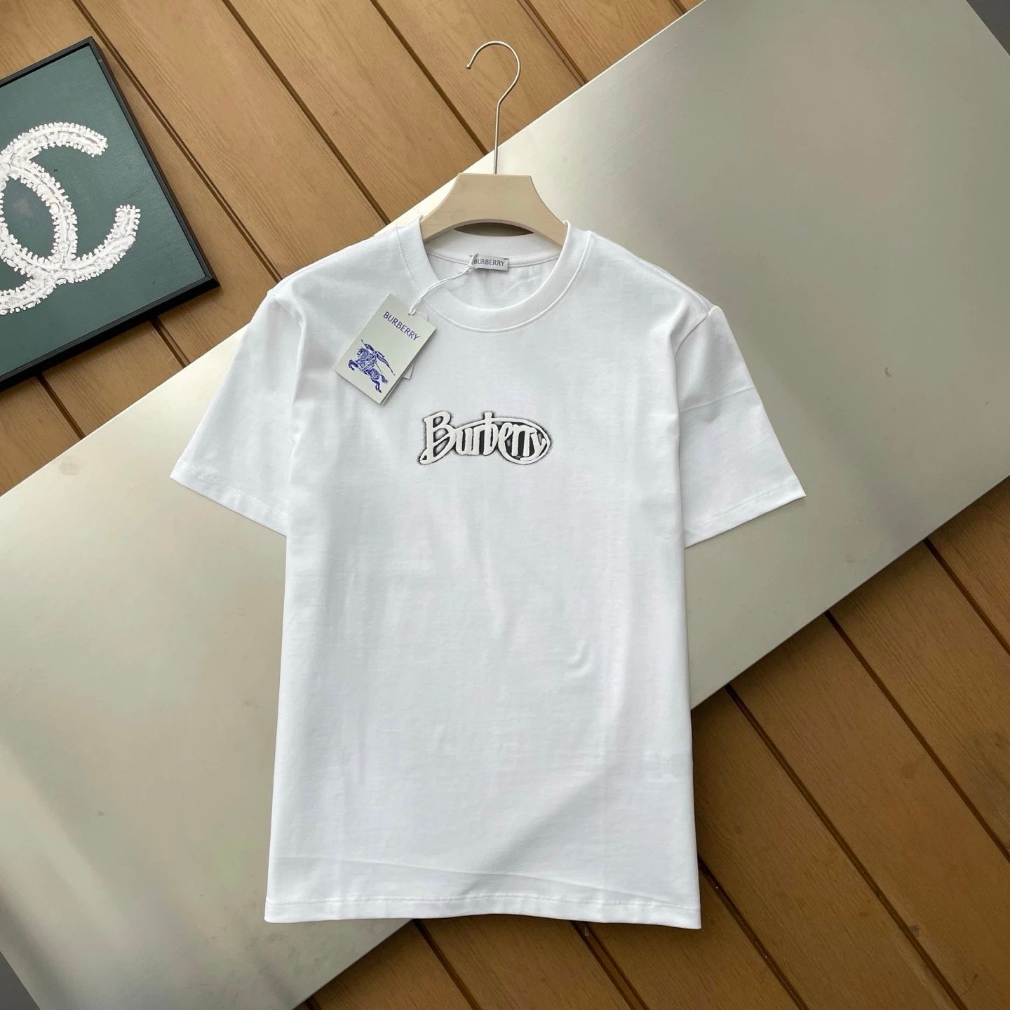 Burberry T-shirt Chest Letter Print logo round Neck Short Sleeve25ss New Pure Cotton Unisex Style T Casual T-Shirt Base Layer Shirt OS Loose Fit Half Sleeve Top Plus Size