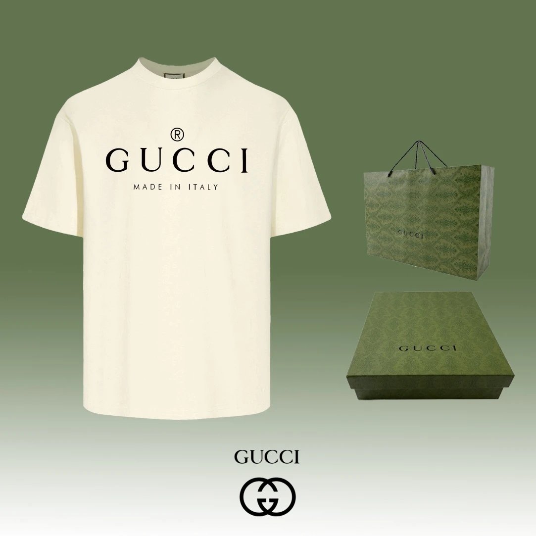 Gucci T-shirt Chest Brand Letter Print logo round Neck Short Sleeve25ss New pure cotton T Unisex T-Shirt OS Drop Shoulder Loose Fit Base Shirt Top T-Shirt Short Sleeve