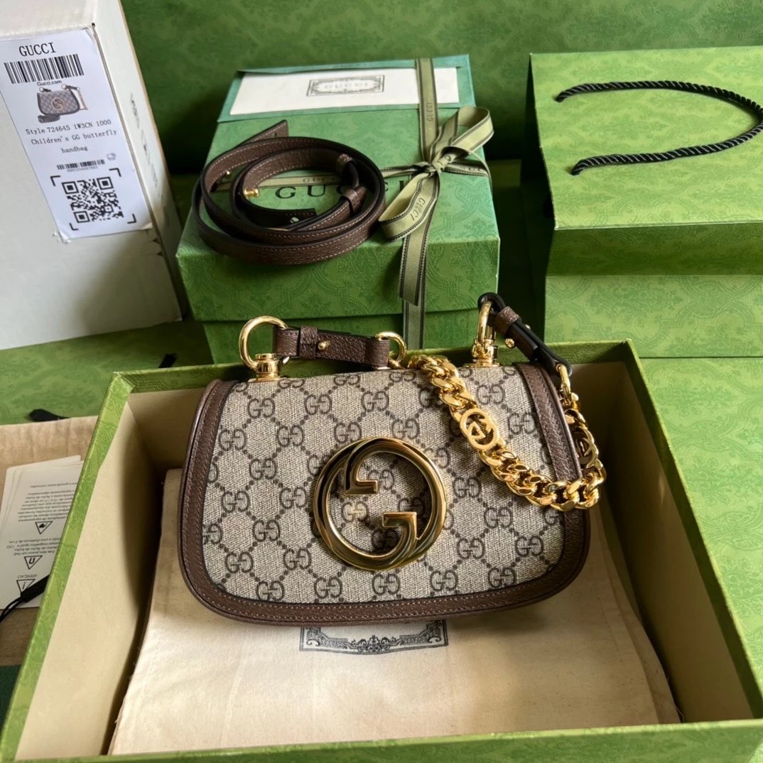Gucci Women's Bag Top version 2023Early Spring Gblondie Series Organ Saddle Bag72464521.5*13.5*7cm,With Two Shoulder Straps to Switch Underarm and Crossbody
