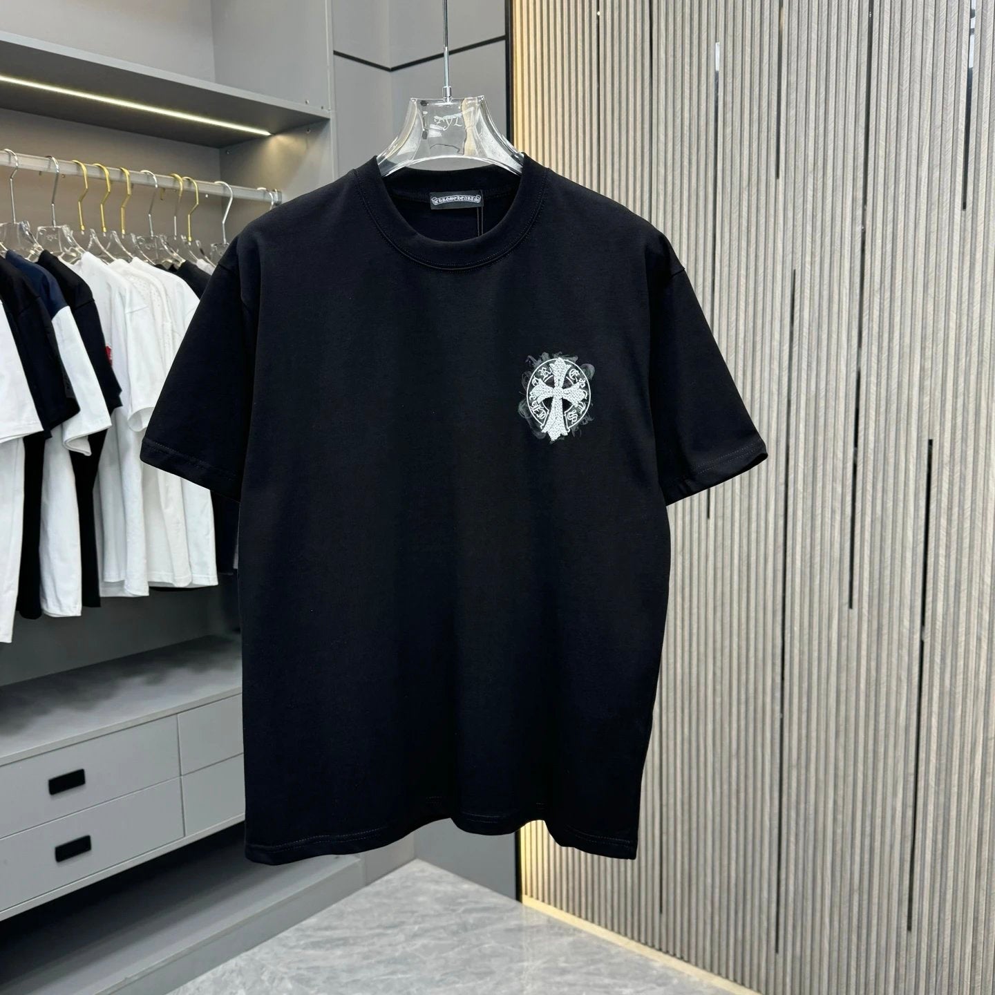 Chrome Hearts T-shirt Back Embroidery logo round Neck Short Sleeve25ss New pure cotton T Unisex T-Shirt OS Loose Fit Base Shirt Top Half Sleeve T-Shirt