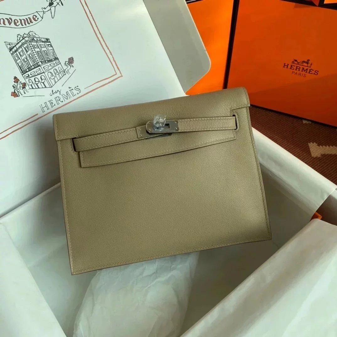 Hermes women's bag Top version 【H Handmade】Women's Bag KellyDanSe22cmevercolor Leather Imported Beeswax Thread Clutch Backpack Waist Bag Shoulder Messenger Bag Gold and Silver Buckle