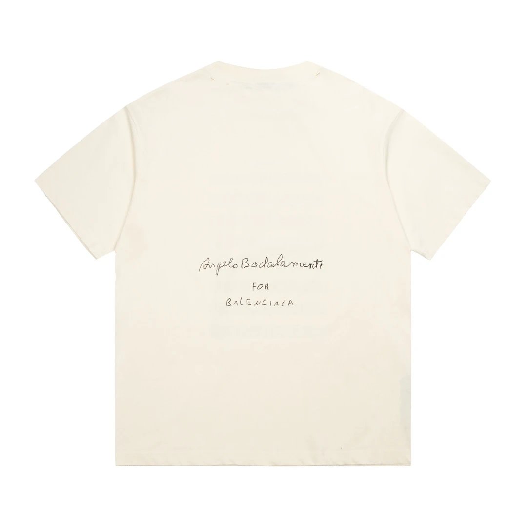 Balenciaga T-shirt Chest Music Note Print logo round Neck Short Sleeve25ss New pure cotton T Unisex T-Shirt OS Drop Shoulder Loose Fit Base Shirt Top T-Shirt Short Sleeve
