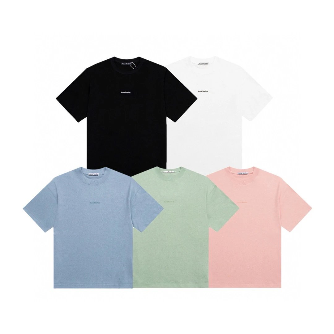 Acne Studios T-shirt Top Version Counter Same Style Cotton Short Sleeve T T-shirt Men's and Women's Loose Bottoming Shirt2024New Summer