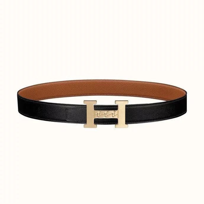 Hermes Belt Top version 【Products in stock new】Belt Men's Leather Belt Double-Sided Available Smooth Buckle Business Casual Belt38MM