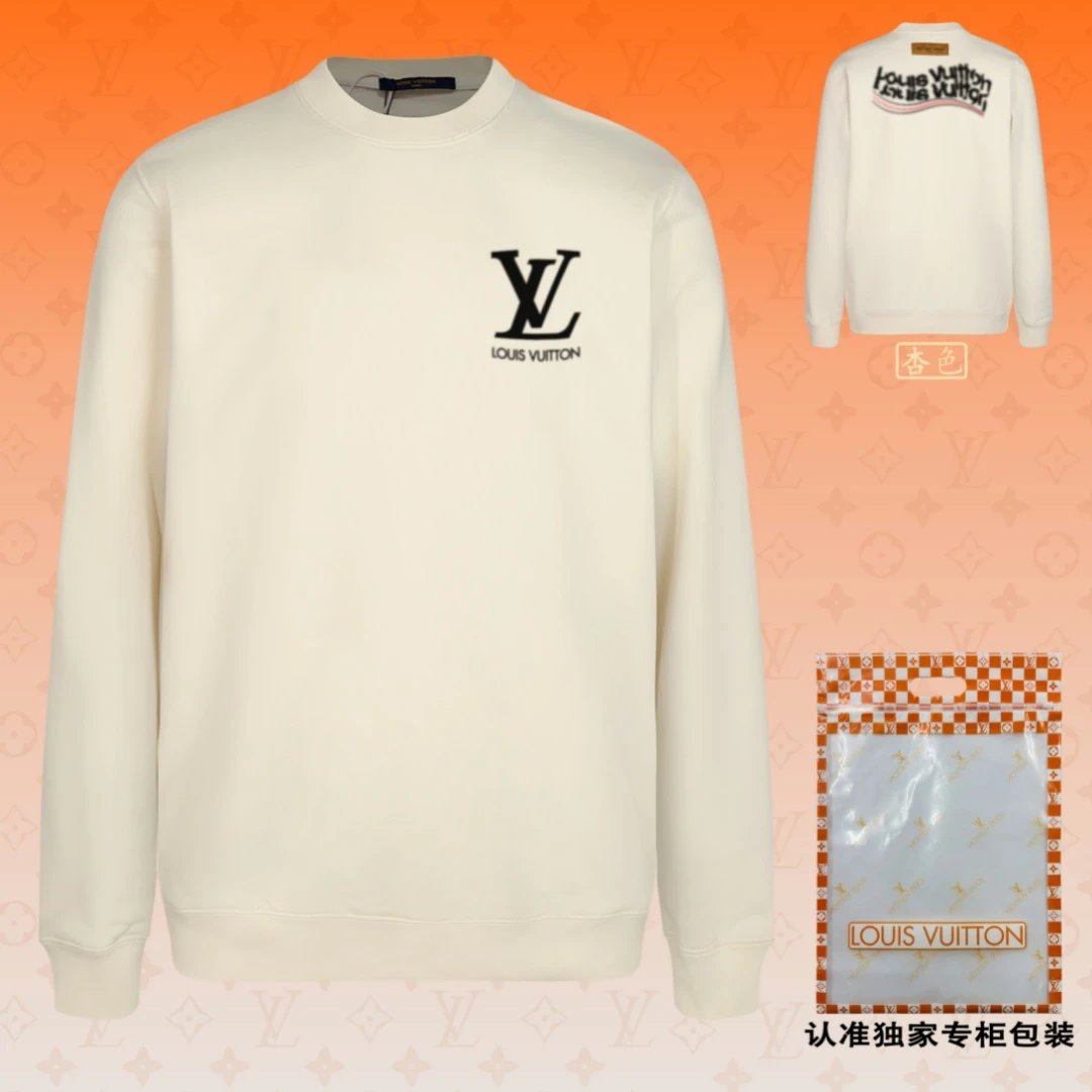 Louis Vuitton LV Hoodie Blurred back logo Round Neck Sweatshirt Long Sleeve Base Shirt Jacket Top Fashion Unisex Sports Casual OS Loose Fit Versatile New Autumn Winter Collection