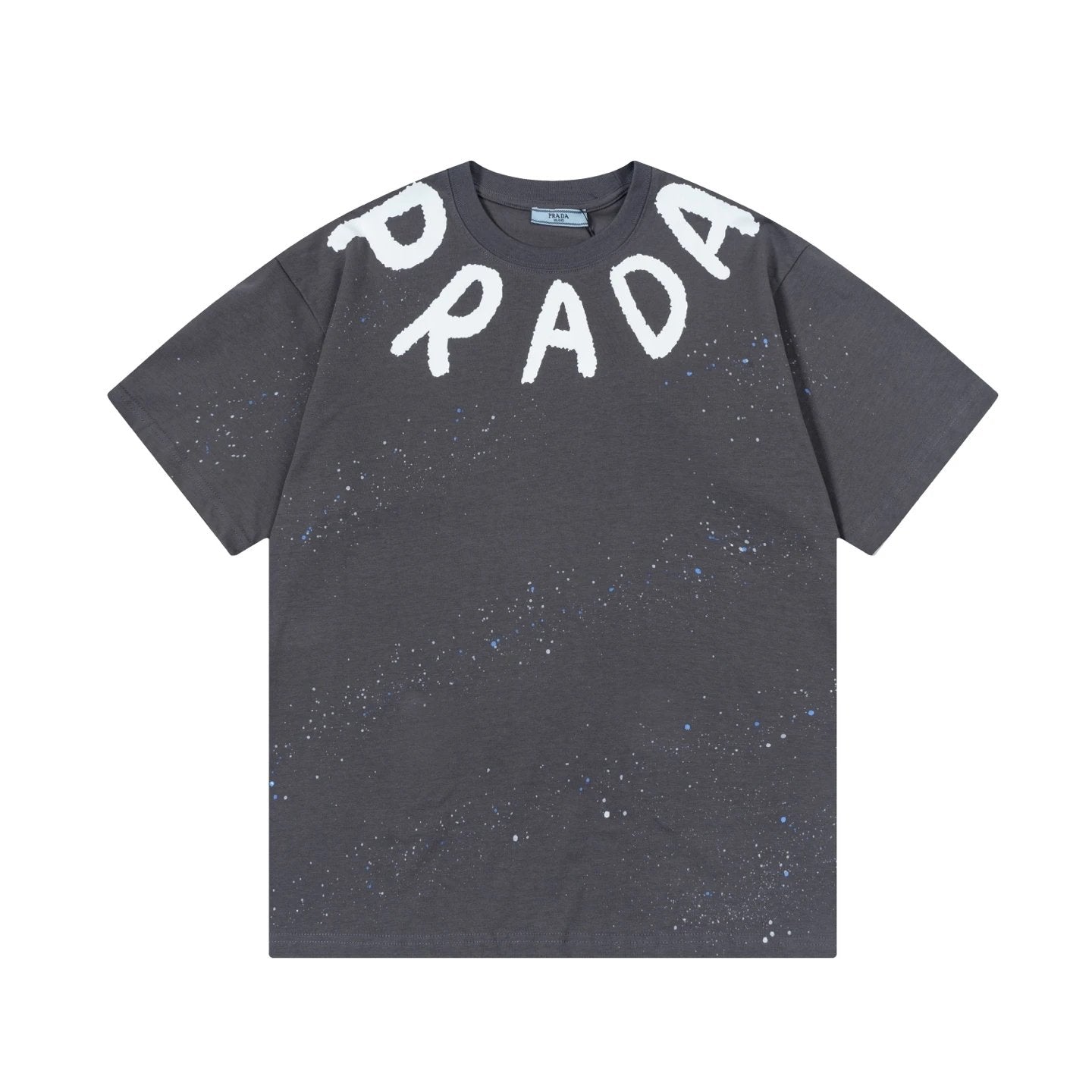 PRADA T-shirt Front Hand-Painted Letter Starry Sky Print logo round Neck Short Sleeve25ss New Pure Cotton Unisex Style T Casual T-Shirt Base Layer Shirt OS Loose Fit Half Sleeve Top Plus Size