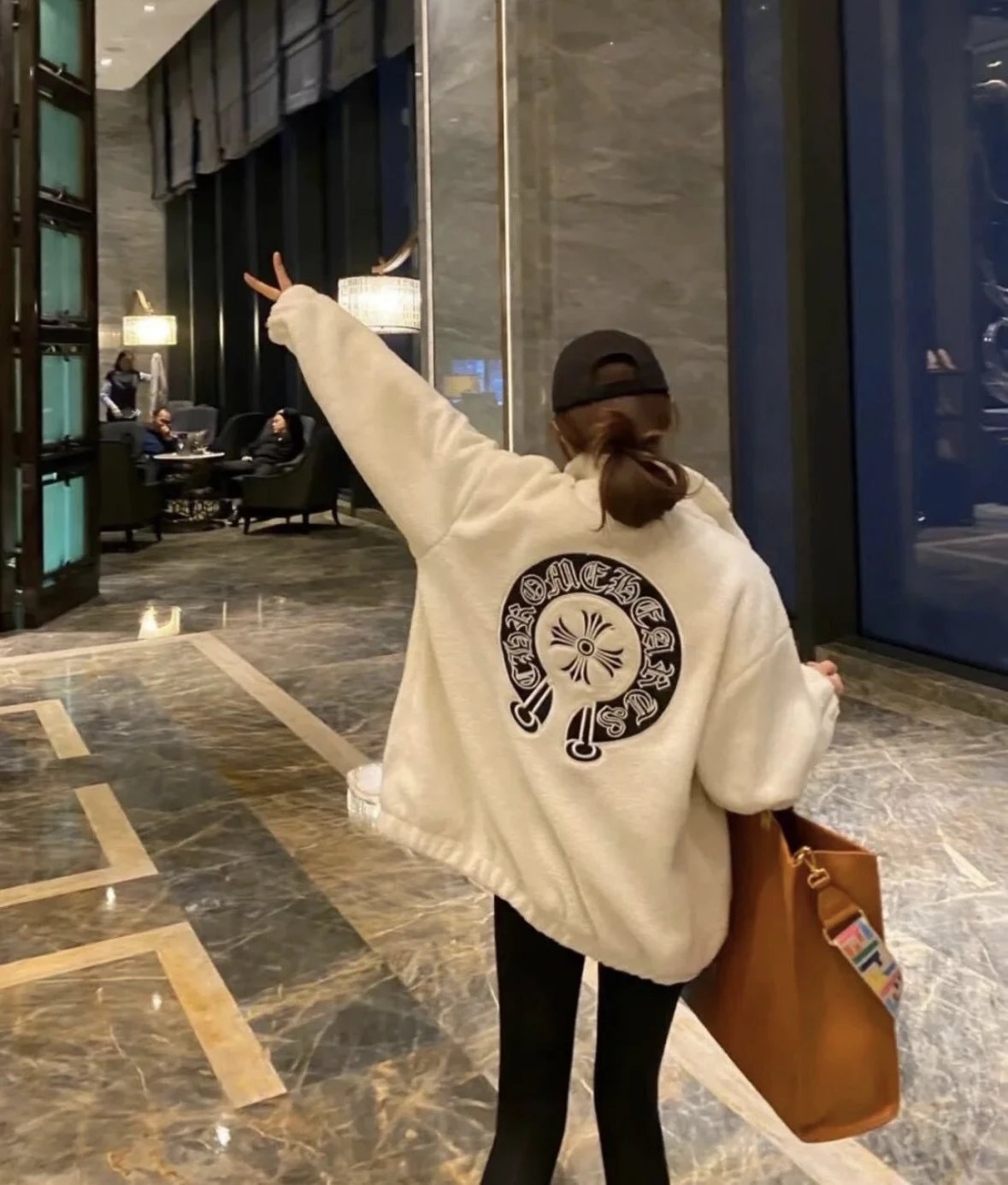 Chrome Hearts Jackets Embroidered Horseshoe Pattern Lamb Wool Gradient Zipper Coat Men and Women Same Style Jacket Winter Warm