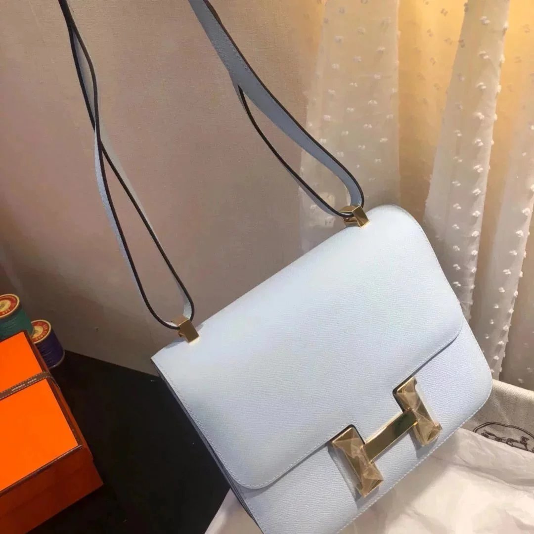 Hermes women's bag Top version 【H Handmade Custom】Stewardess Bag Constance Bag constance Silver Buckle Gold Buckle EP Women's Leather Crossbody Shoulder Bag2424