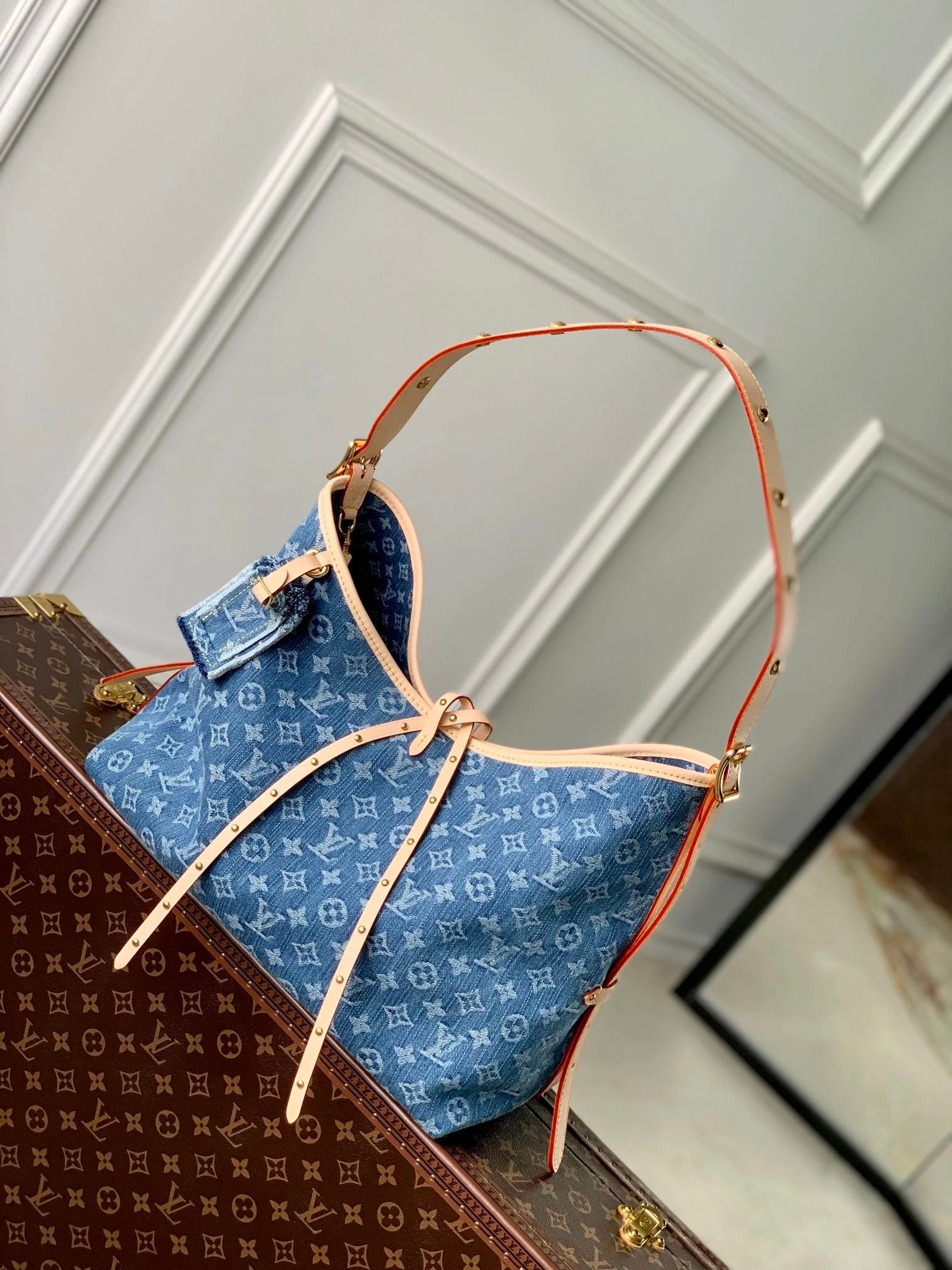 Louis Vuitton LV Women's Bag Top version Cream Blue Taro Purple Light Pink Tote Bag Handbag Underarm Bag Shoulder Handbag Women's Bag Medium Handbag Black Denim Denim Tote Bag