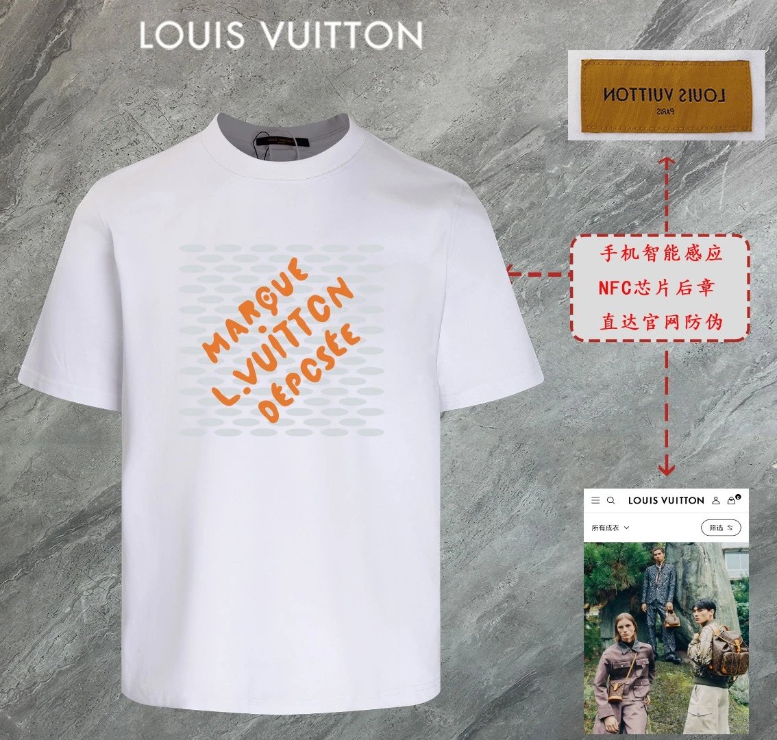 Louis Vuitton LV T-shirt Front Chest Mesh Print logo round Neck Short Sleeve25ss New Pure Cotton Unisex Style T T-shirt OS Loose Fit Base Shirt Half Sleeve T-Shirt Top Half Sleeve