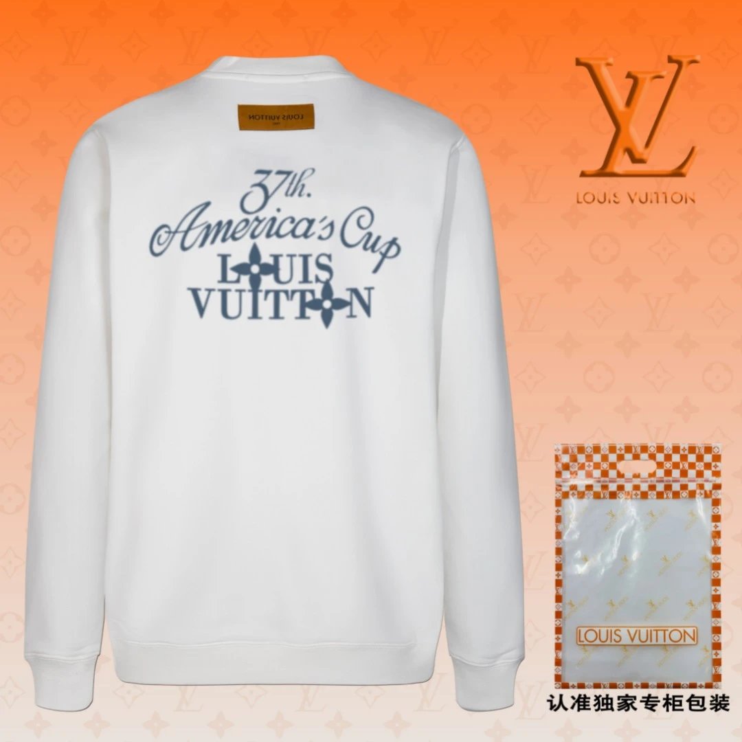 Louis Vuitton LV Hoodie Large logo English Letter Crew Neck Sweatshirt Long Sleeve Base Shirt Outerwear Trendy Unisex Sports Casual OS Loose Fit Versatile New Autumn Winter Collection