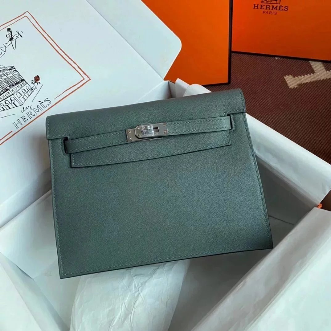 Hermes women's bag Top version 【H Handmade】Women's Bag KellyDanSe22cmevercolor Leather Imported Beeswax Thread Clutch Backpack Waist Bag Shoulder Messenger Bag Gold and Silver Buckle
