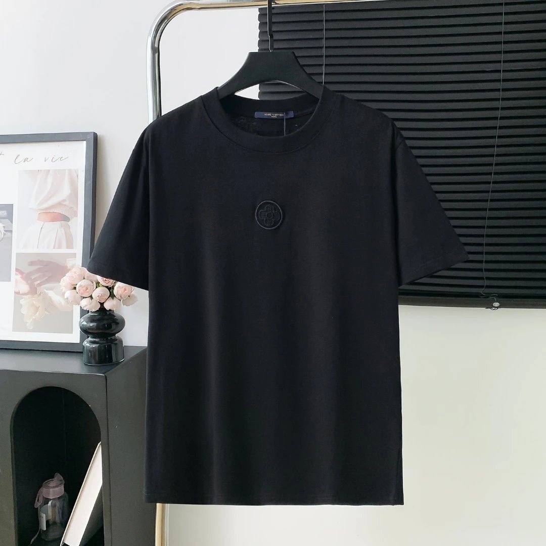 Louis Vuitton LV T-shirt Chest Flower Embroidery logo round Neck Short Sleeve25ss New pure cotton T Unisex T-Shirt OS Loose Fit Base Shirt Top Half Sleeve T-Shirt