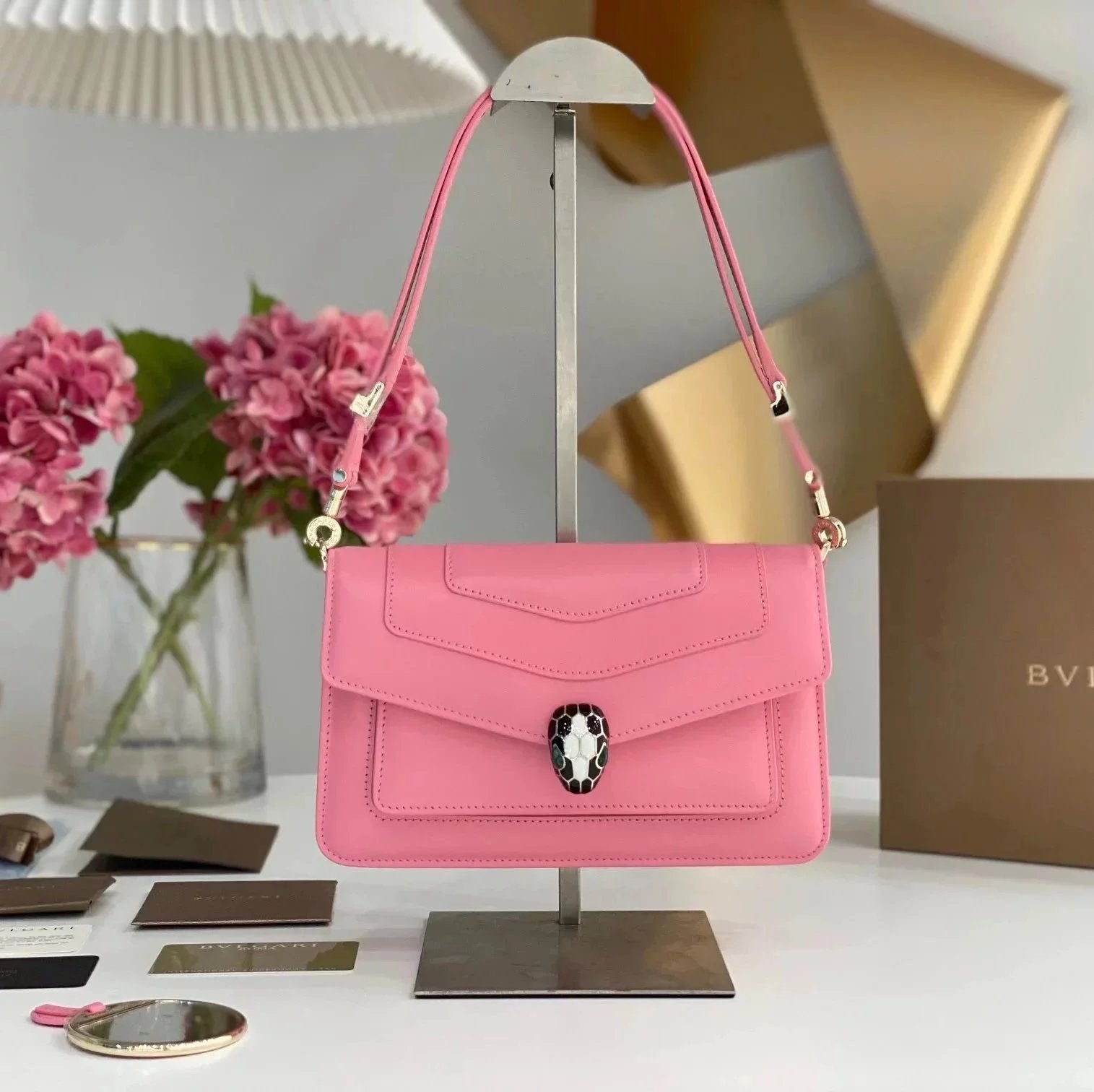 BVLGARI Bag Top version 【Original Factory】New Underarm Bag Bag Decorated with a Snake's Head2022Summer Latest Popular Flap Bag Messenger Bag Shoulder Bag New Women's Bag