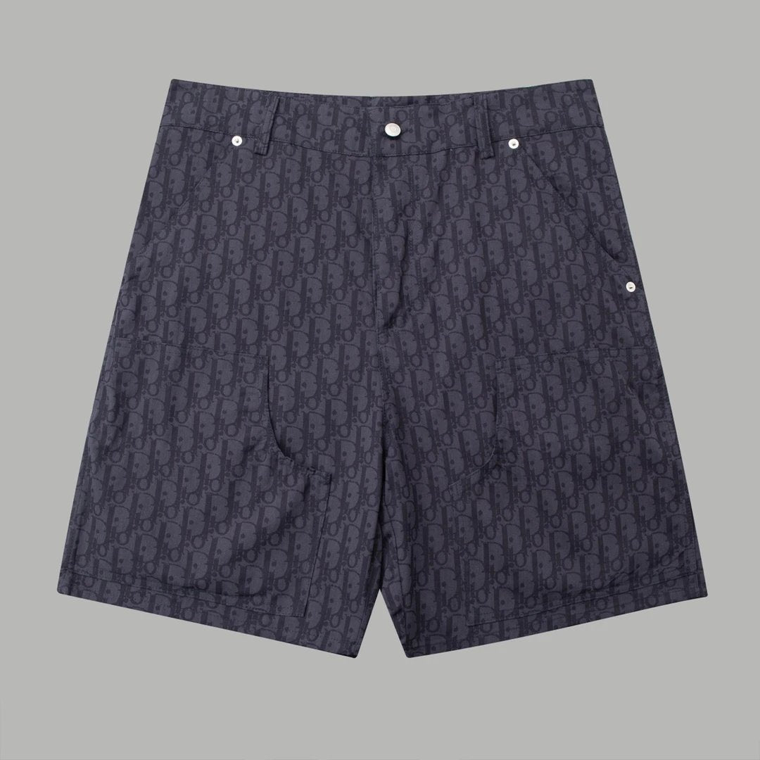 Dior shorts Full-body navy blue jacquard logo Five-point Shorts25ss New Drawstring Casual Summer Pants5Two-in-One Casual Sweatpants for Men and Women, Pure Cotton Joggers
