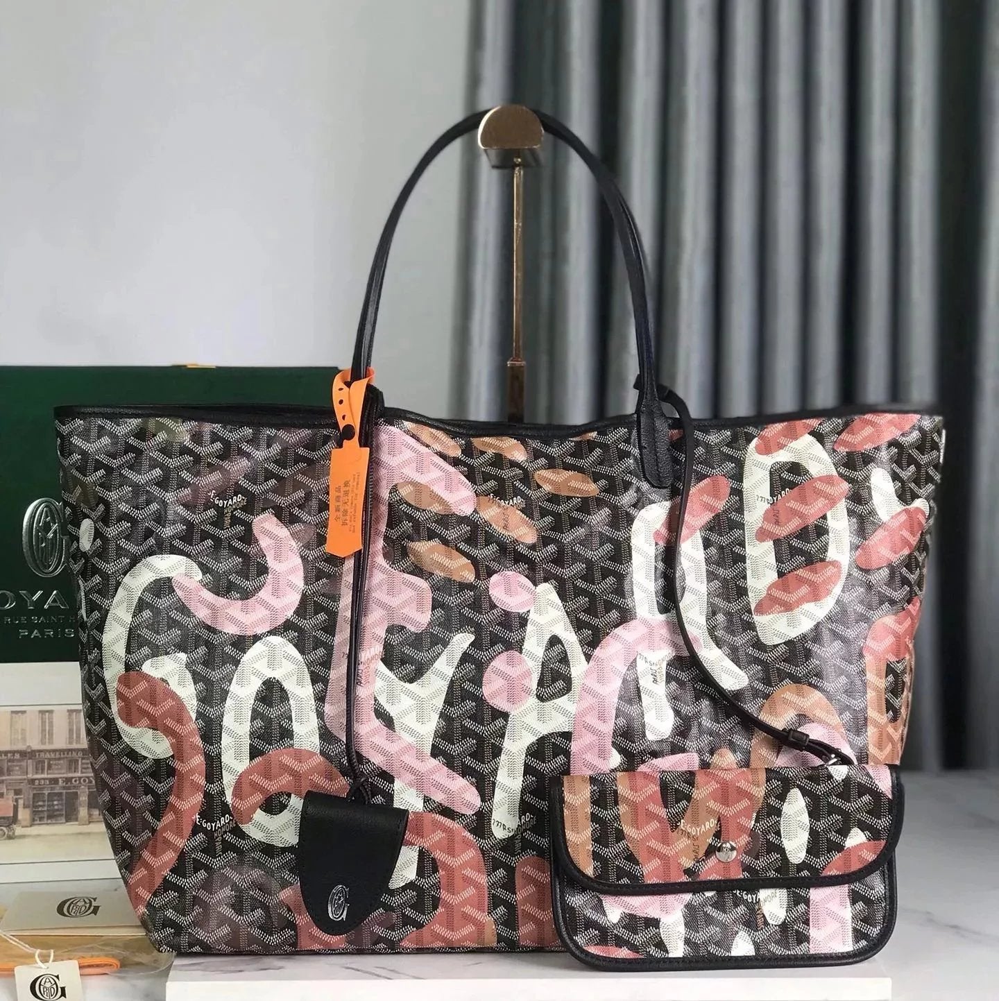 Goyard Bag Top version 【Original Leather】Counter New170Anniversary Special Custom Camouflage Graffiti Mother and Child Bag Tote Bag Shopping Bag SAINT Small Size Tote Bag Vegetable Basket Bag Backpack Women's Bag Graffiti Tote Bag