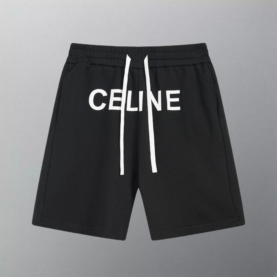 Celine Shorts Predecessor Brand Letter Print logo Five-point Shorts25ss New Drawstring Casual Summer Pants5Two-in-One Casual Sweatpants for Men and Women, Pure Cotton Joggers