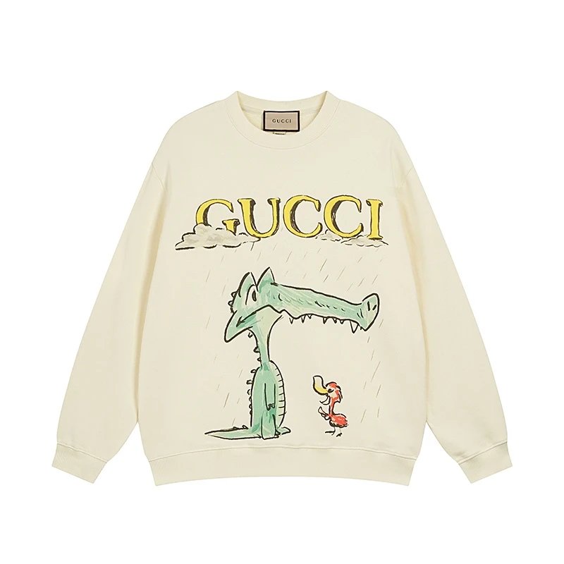 Gucci Hoodie Cartoon Print logo Round Neck Sweatshirt Long Sleeve Base Shirt Jacket Top Fashion Unisex Sports Casual Loose Fit Versatile Autumn Winter New Arrival