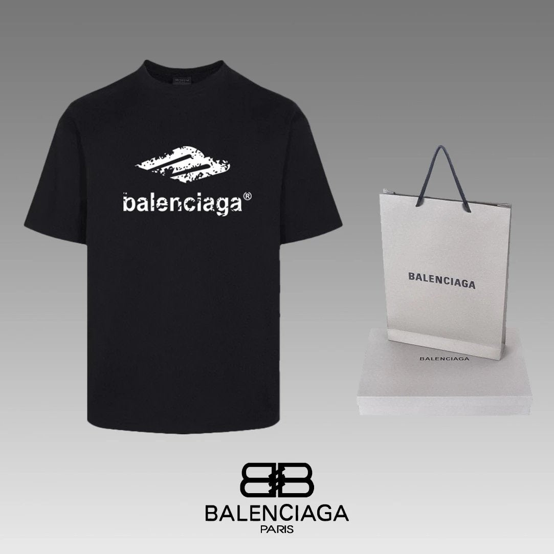 Balenciaga T-shirt Unique Letter Print on Chest logo round Neck Short Sleeve25ss New pure cotton T Unisex T-Shirt OS Drop Shoulder Loose Fit Base Shirt Top T-Shirt Short Sleeve