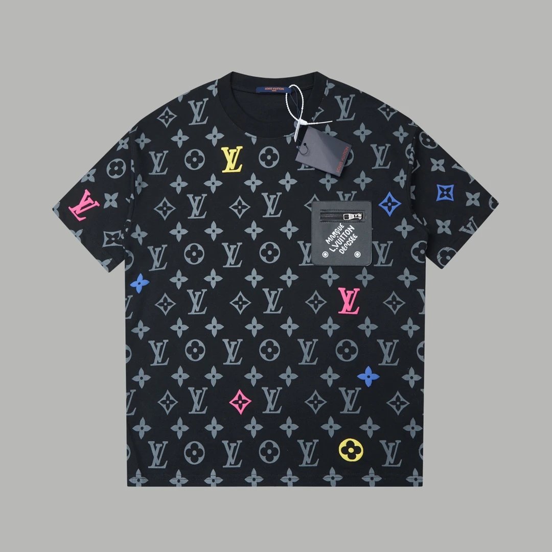 Louis Vuitton LV T-shirt Full Print Letter Old Flower logo round Neck Short Sleeve25ss New pure cotton T Unisex T-Shirt OS Loose Fit Base Shirt Top Half Sleeve T-Shirt