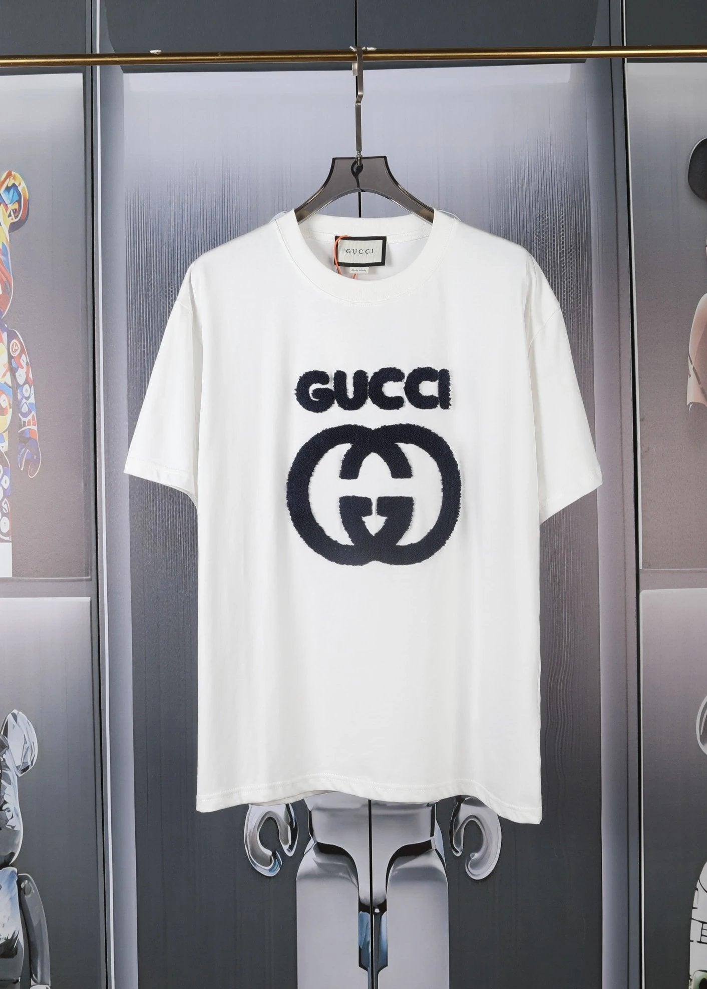 Gucci T-shirt Double G Toothbrush Embroidery logo round Neck Short Sleeve25ss New Pure Cotton Unisex Style T T-shirt OS Loose Fit Base Shirt Short Sleeve T-Shirt Top