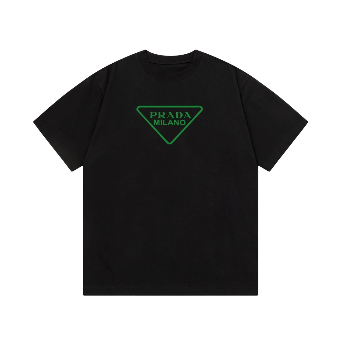 PRADA T-shirt Chest Letter Direct Spray Printing Logo Logo Crew Neck Short Sleeve25ss New Pure Cotton Unisex Style T T-shirt OS Loose Fit Base Shirt Top Half Sleeve T-Shirt
