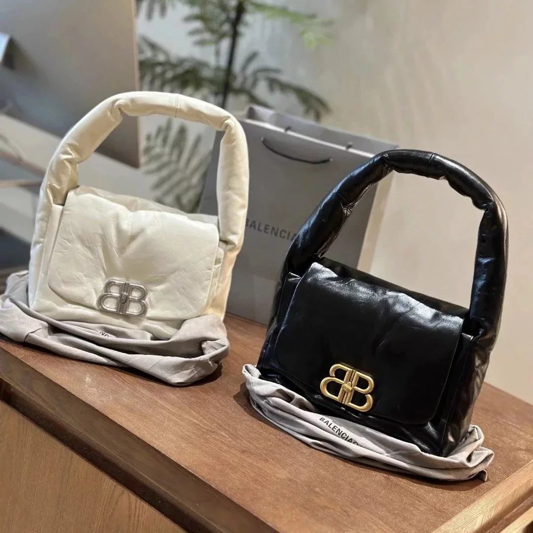 Balenciaga Bag Top version A Women's Bag2024New Summer Products MONACO Handbag Oil Wax Cowhide hobo Underarm Bag Shoulder Bag