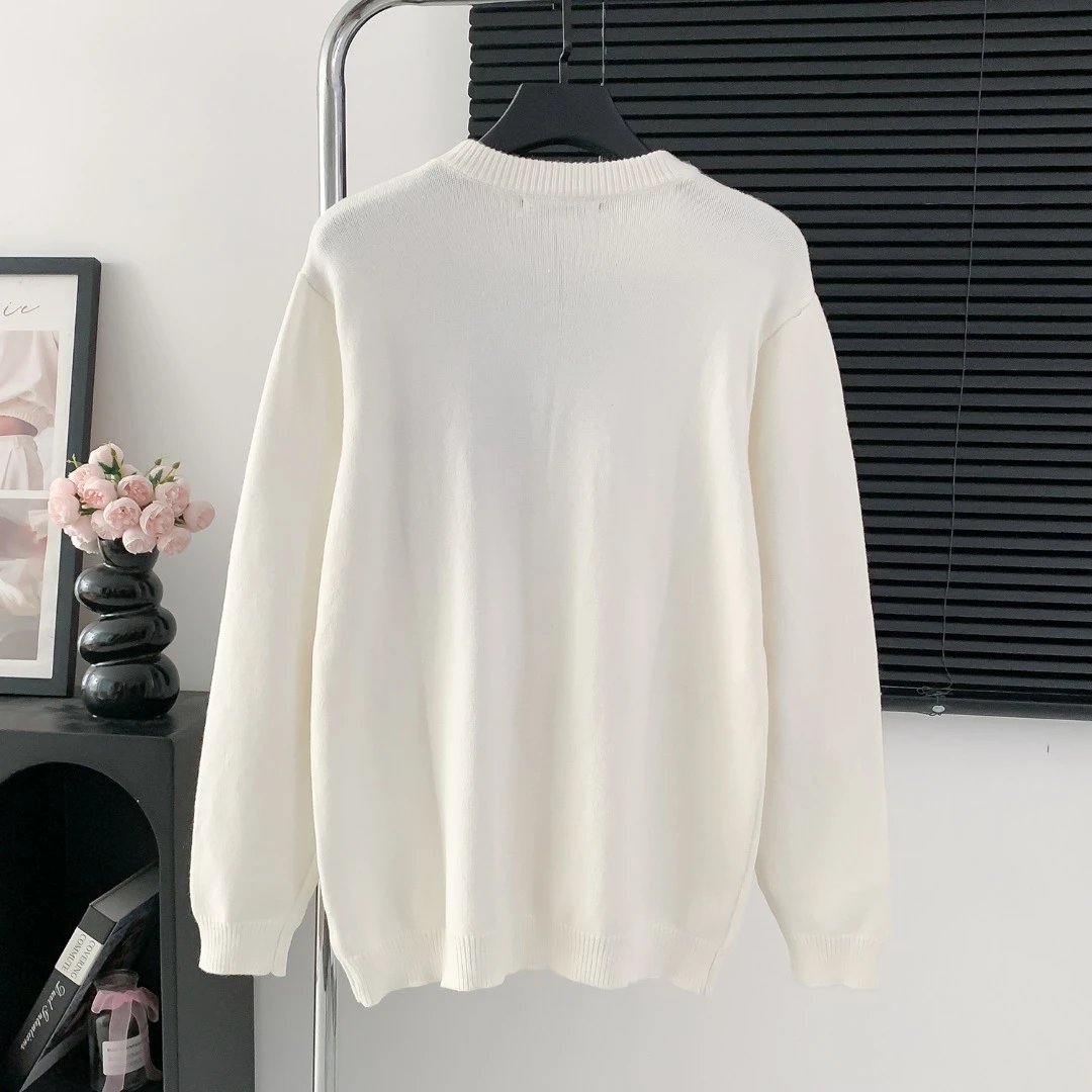 Louis Vuitton LV Sweater Color Block Jacquard Airplane25ss New Round Neck Sweater Long Sleeve Pullover Unisex Thickened OS Loose Fit Top Versatile Casual Jacket Lazy Style
