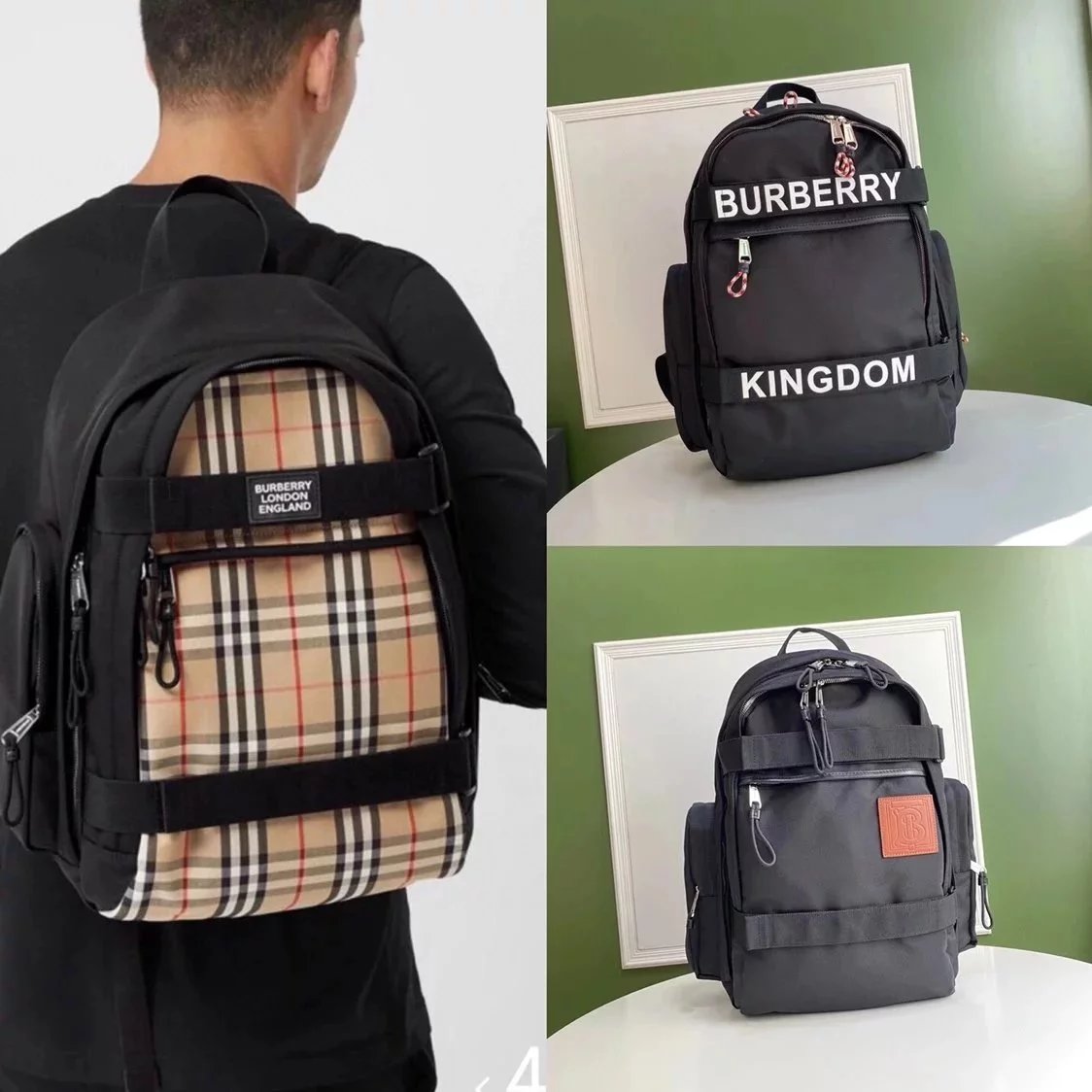 Burberry backpack Top version School Bag Men Women Unisex Backpack Backpack New Hiking Backpack Kingdom」Decoration Nevis Leisure All-Match Fashion Business Travel Bag