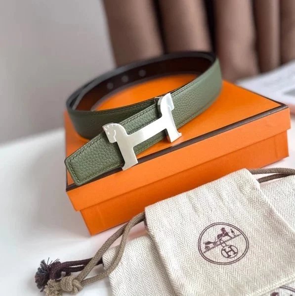 Hermes Belt Top version 【New products in stock】Genuine Leather Belt Business Casual Unisex H Buckle Belt Double-Sided Available Pant Belt32mm
