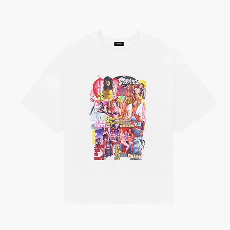 We11done T-shirt Top Experienced Short-Sleeved Oil Painting Graffiti Poster Old Portrait T Loose T-shirt INS Internet Celebrity Same Style
