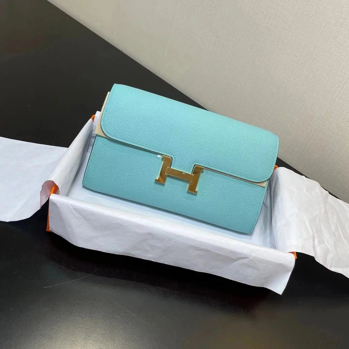 Hermes women's bag Top version New Kangkang Women's Bag epsom Leather Palm Print ConstanceToGoWoc Shoulder Crossbody Handbag Clutch Long Long Purse Wallet Dinner Bag