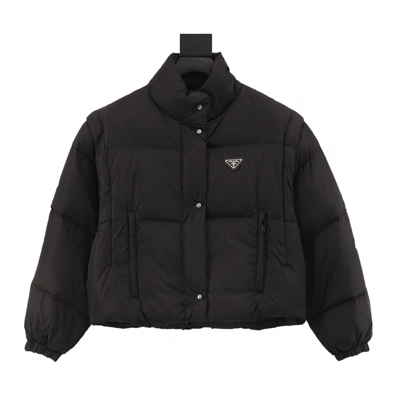 PRADA Down jacket 24ss Recycled Nylon Short Cut Two Wear Short down Jacket Women's