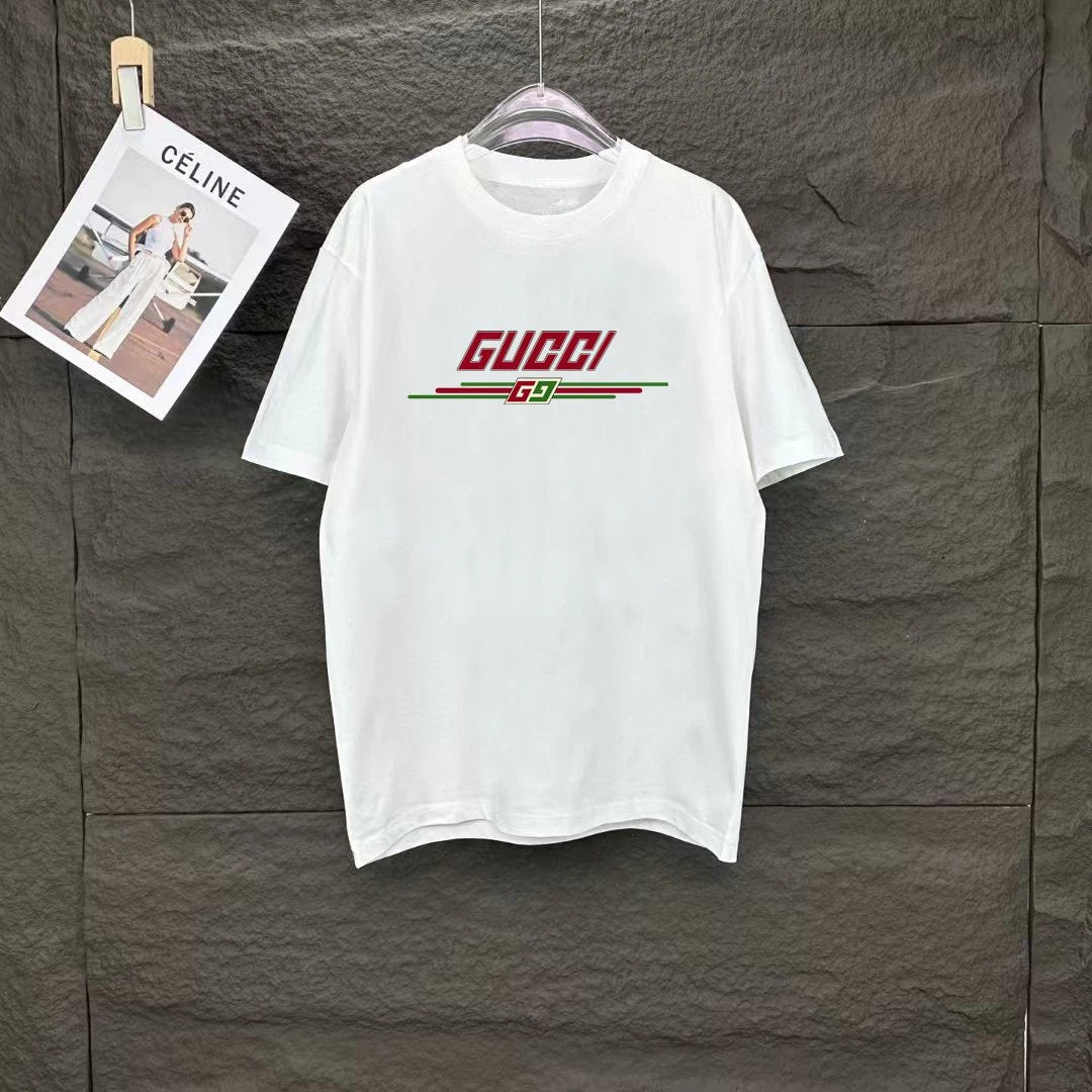 Gucci T-shirt Digital Direct Print on Chest logo round Neck Short Sleeve25ss New pure cotton T Unisex T-Shirt OS Loose Fit Base Shirt Top Half Sleeve T-Shirt