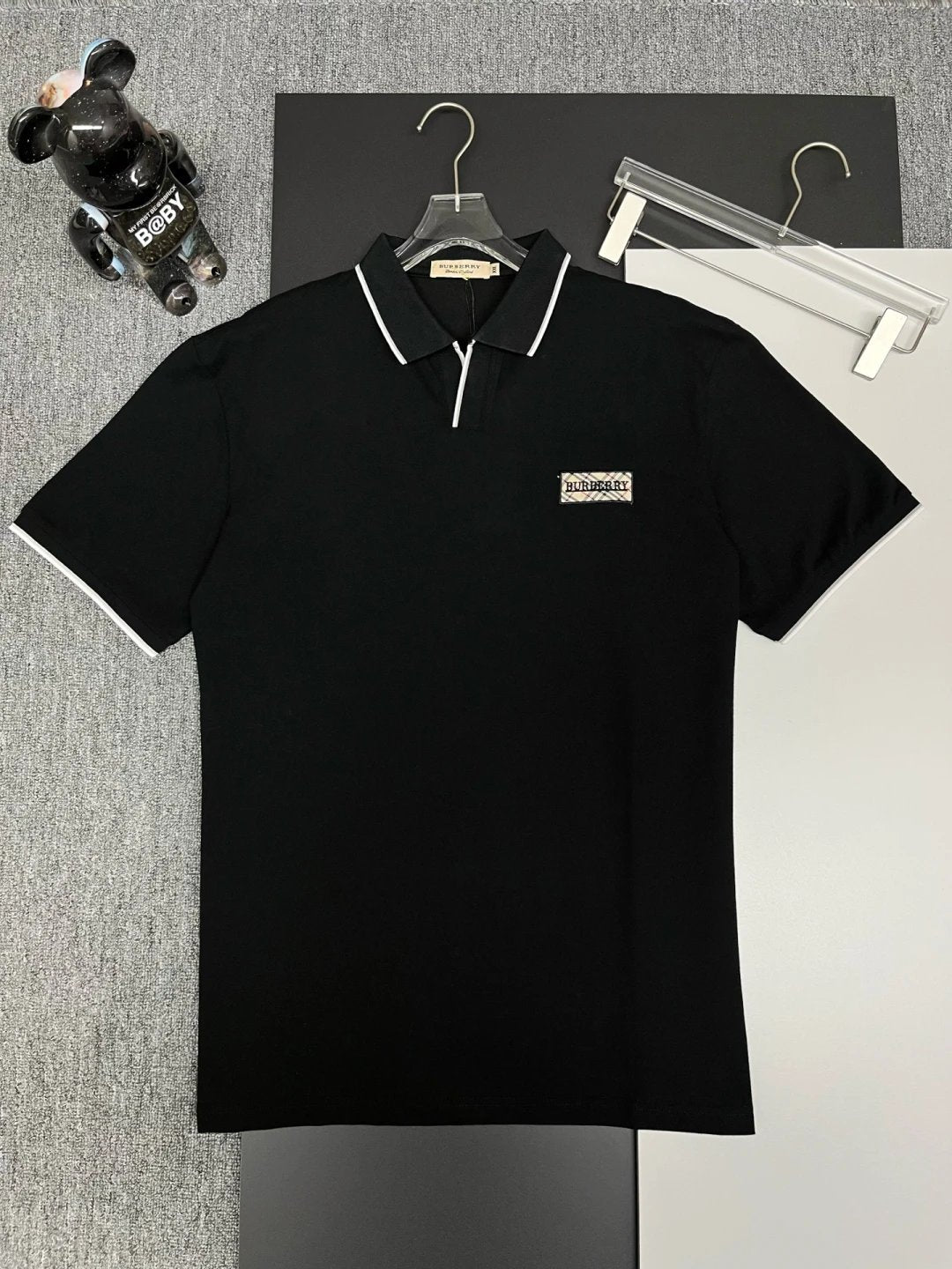 Burberry T-shirt Chest Plaid Embroidery logoPOLO Short Sleeve Turn-down Collar Shirt Unisex Summer Loose Fit T Business Commuter Short Sleeve Shirt Plus Size