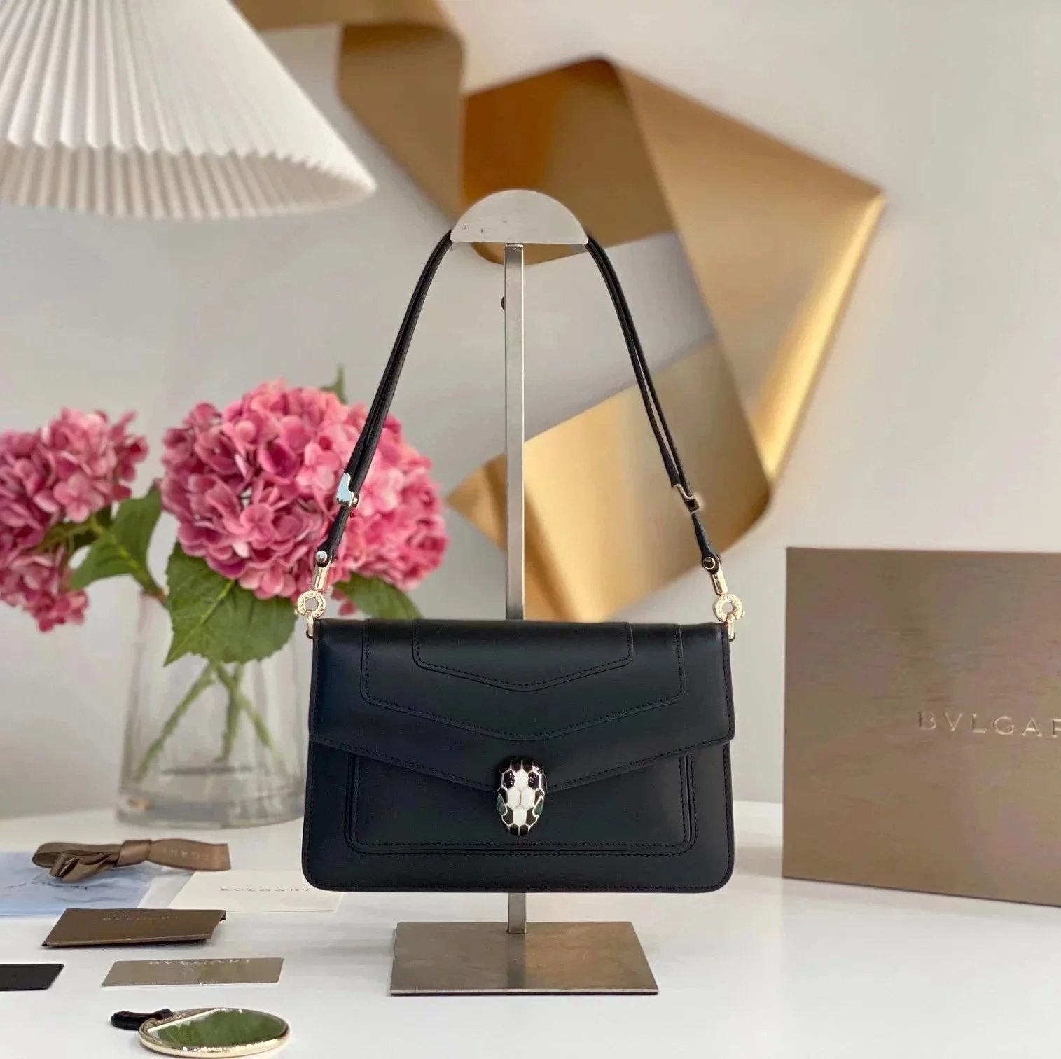 BVLGARI Bag Top version 【Original Factory】New Underarm Bag Bag Decorated with a Snake's Head2022Summer Latest Popular Flap Bag Messenger Bag Shoulder Bag New Women's Bag