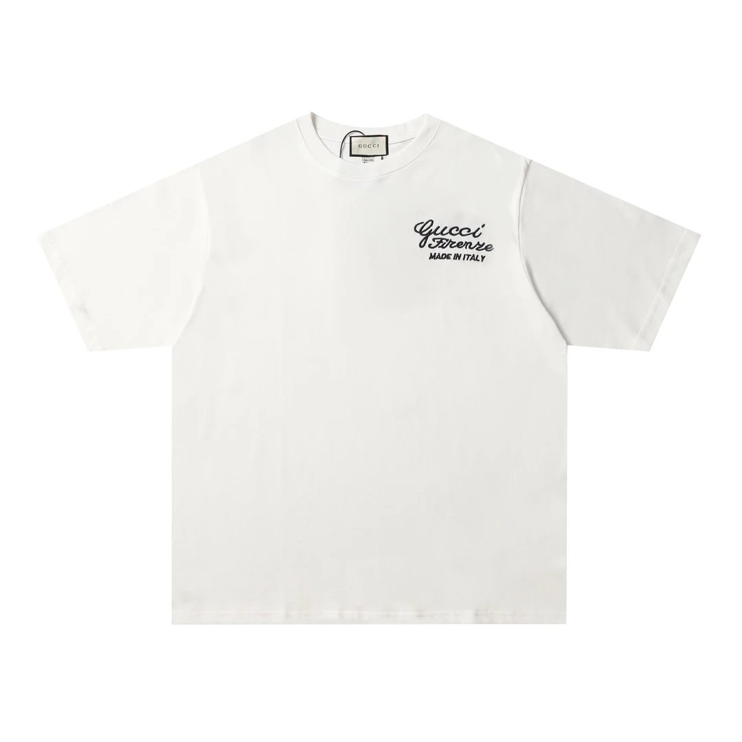Gucci T-shirt Front and back letter embroidery LOGO round Neck Short Sleeve25ss New Pure Cotton Unisex Style T T-shirt OS Loose Fit Base Shirt Half Sleeve T-Shirt Top Half Sleeve