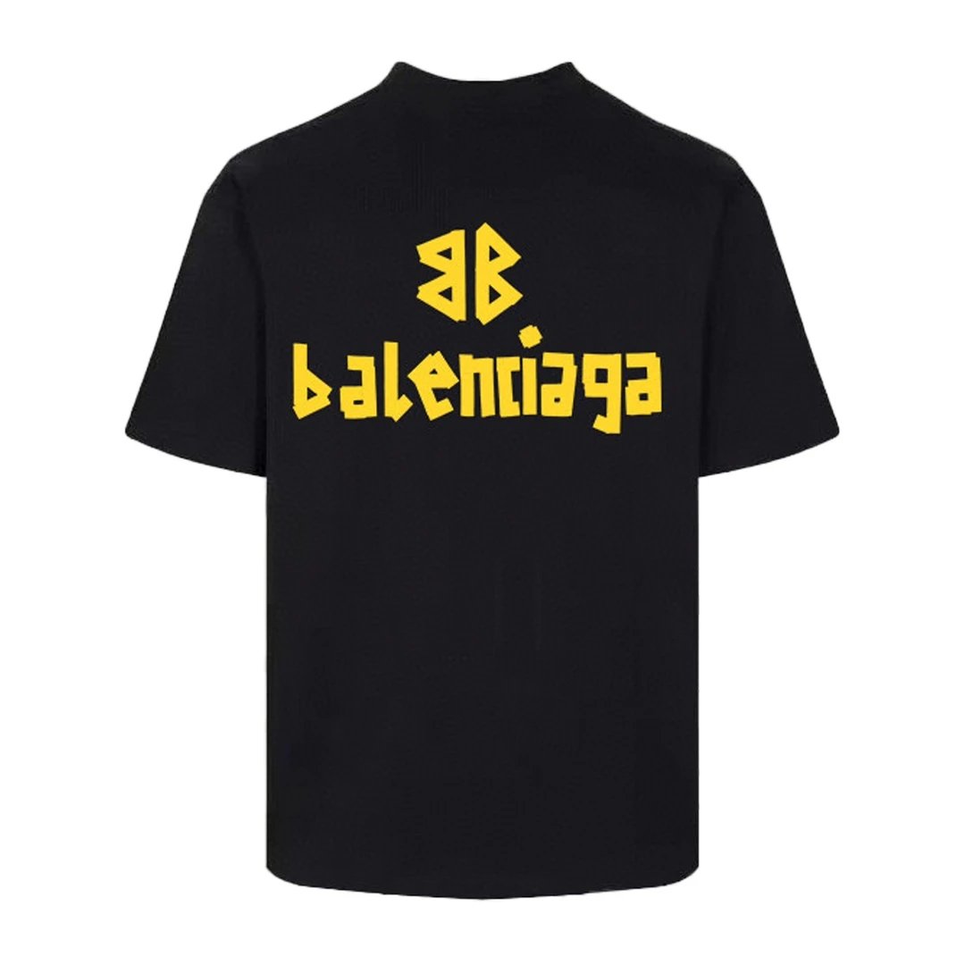 Balenciaga T-shirt Front and Back Tape Letter Print logo round Neck Short Sleeve25ss New Pure Cotton Unisex Style T Casual T-Shirt Base Layer Shirt OS Loose Fit Half Sleeve Top Plus Size