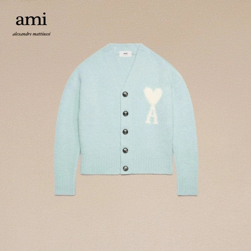 Ami Sweater Top Version23Autumn and Winter New Alpaca Wool Blended Soft Glutinous Knitted Cardigan Cloud Sweater Coat