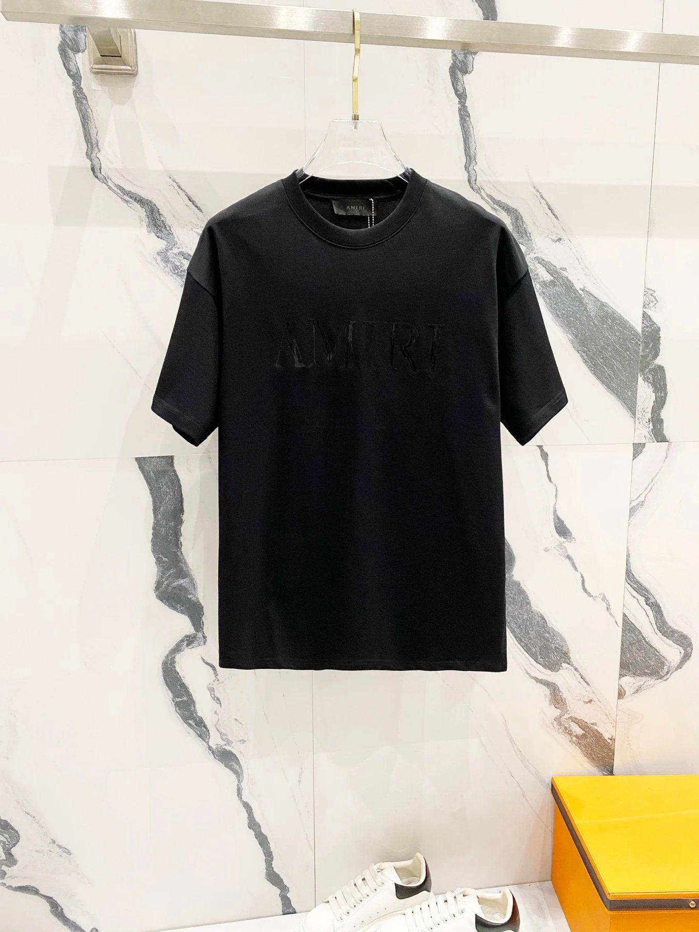Amiri T-shirt Front Chest Letter Print logo round Neck Short Sleeve25ss New Pure Cotton Unisex Style T T-shirt OS Loose Fit Base Shirt Top Half Sleeve T-Shirt
