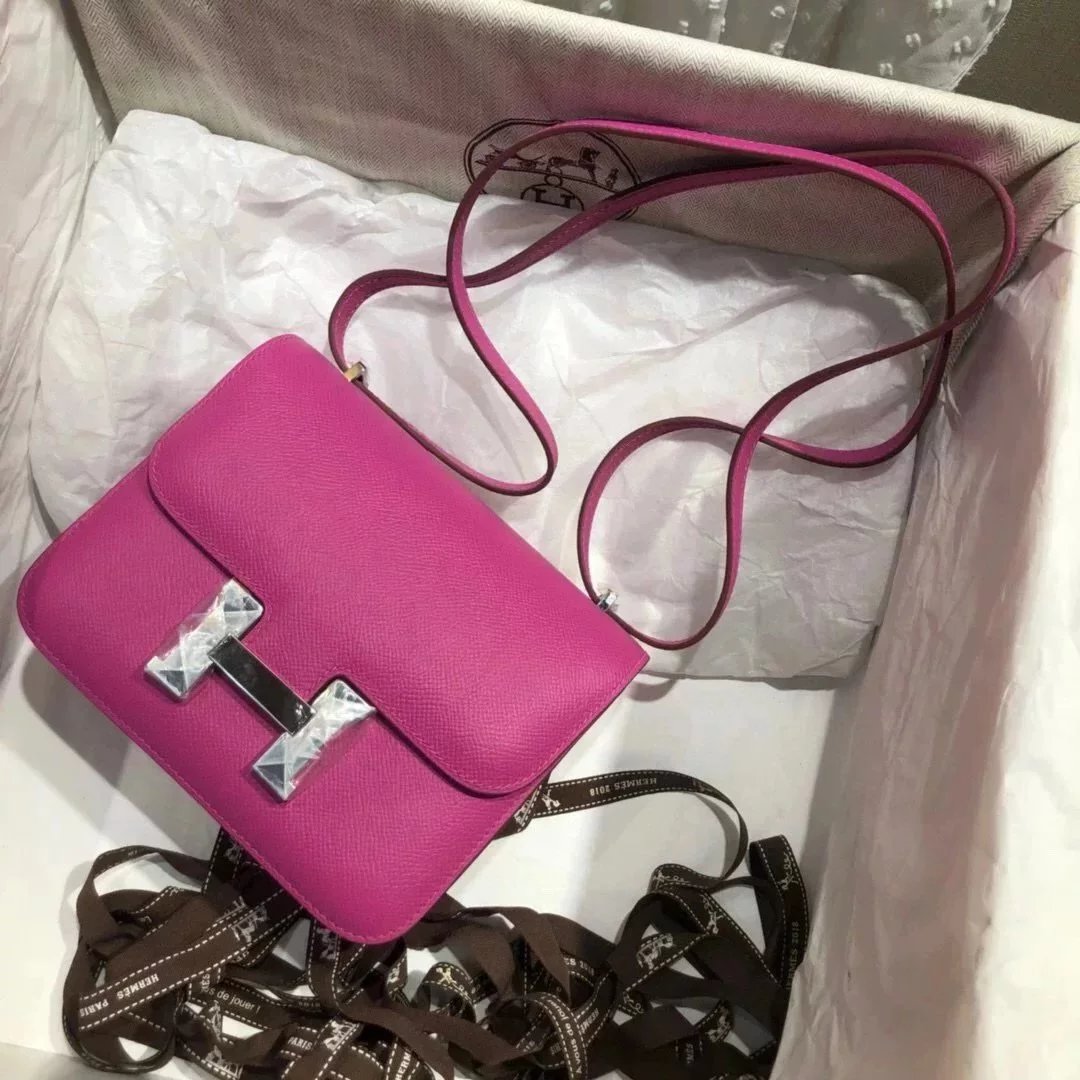 Hermes women's bag Top version 【H Handmade Custom】Stewardess Bag Constance Bag constance Silver Buckle Gold Buckle EP Women's Leather Crossbody Shoulder Bag2424