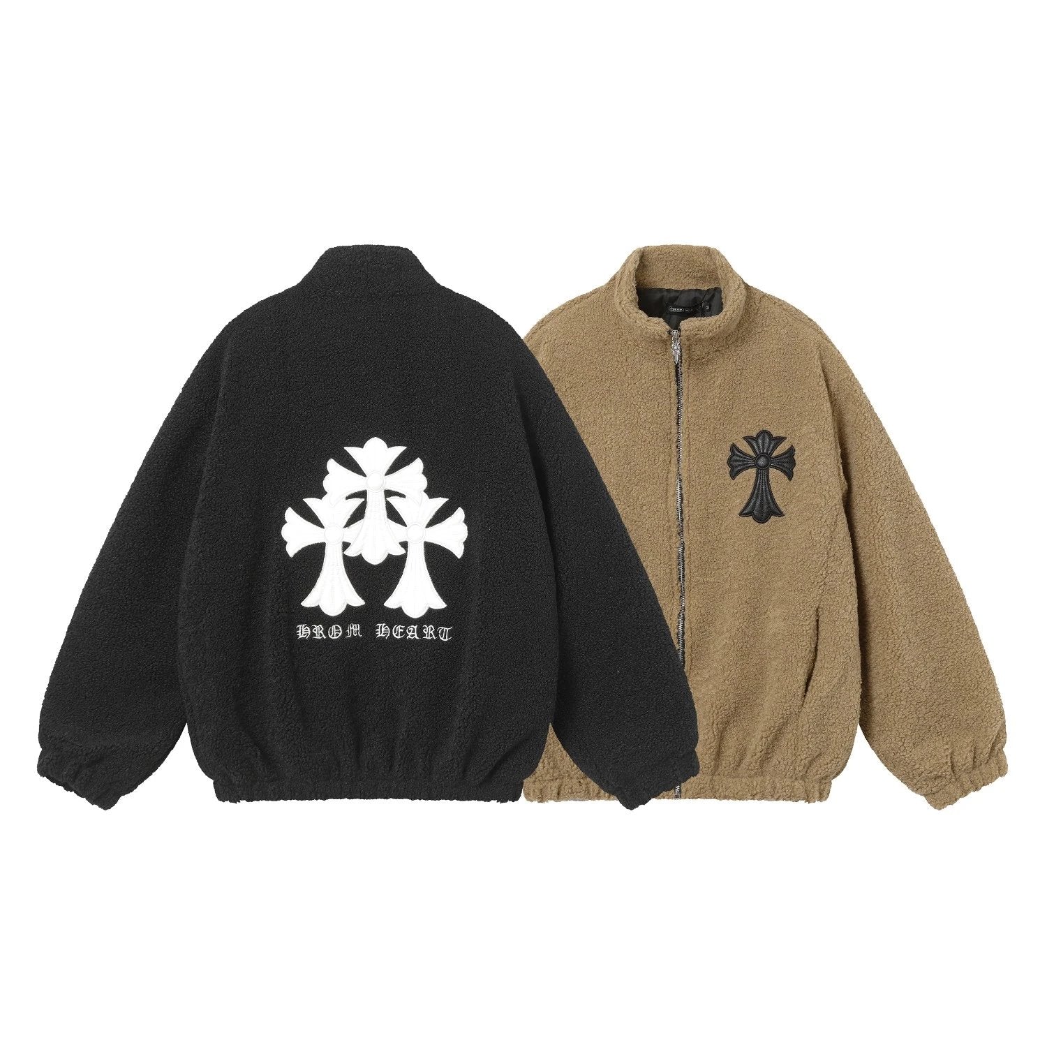 Chrome Hearts Jackets Lamb Wool Zipper Jacket Coat Unisex Autumn Winter New Sports Casual Loose Versatile