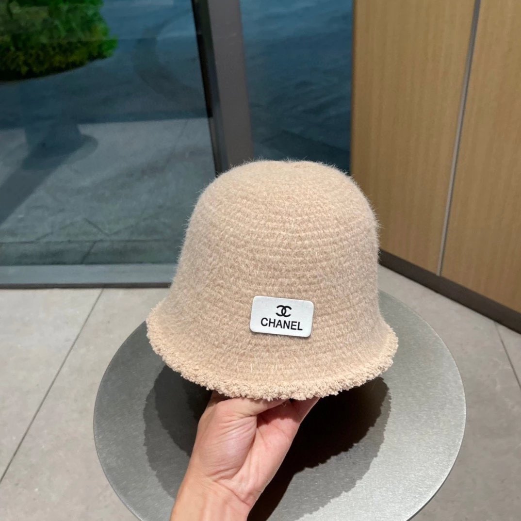 Chanel Hat Autumn and Winter New Cashmere Wool Hepburn Style Bucket Hat Socialite Temperament High-Definition Series New Products,Unisex