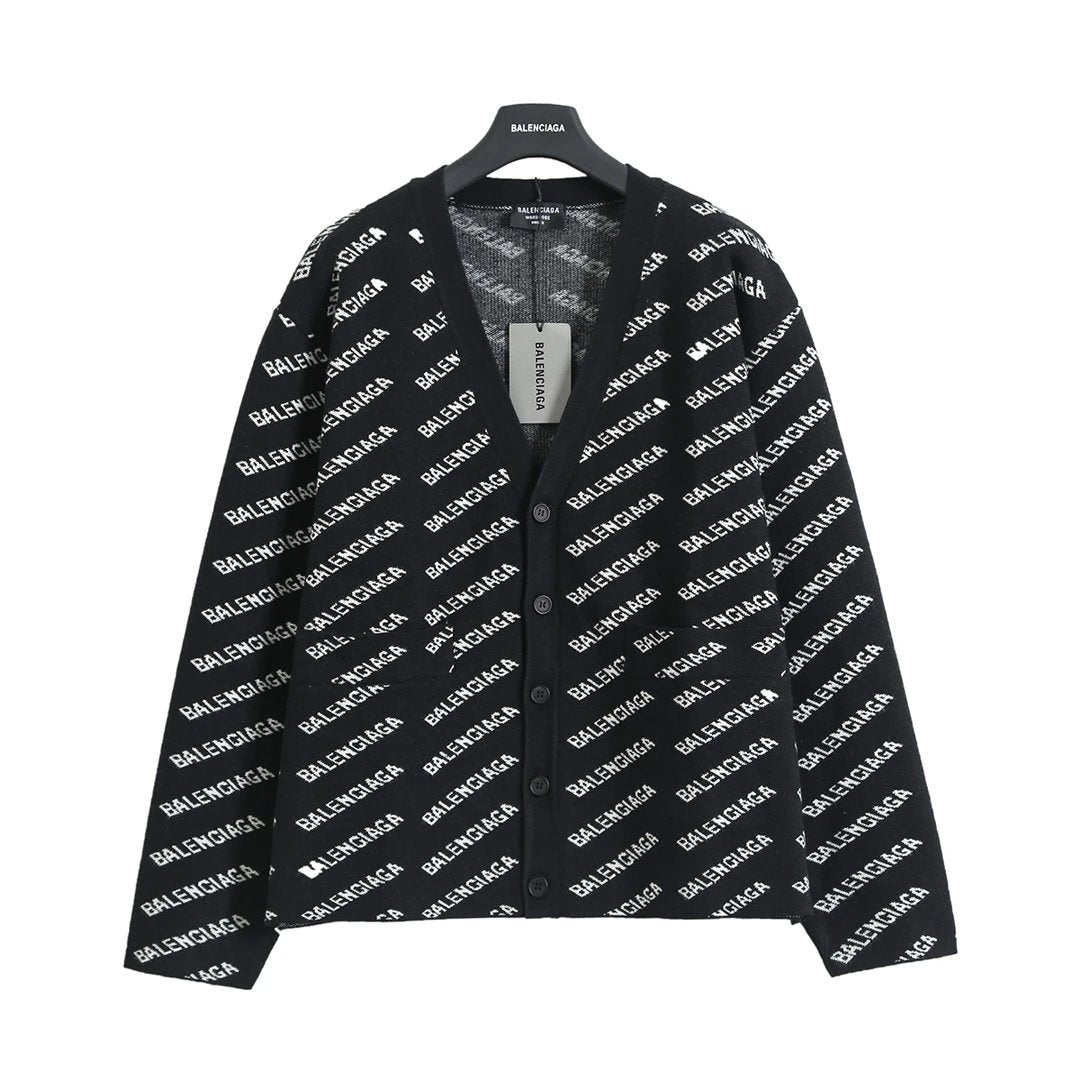 Balenciaga Sweater 24FW Bullet Screen Jacquard Cardigan Sweater Jacket Unisex Sports Casual Loose Versatile